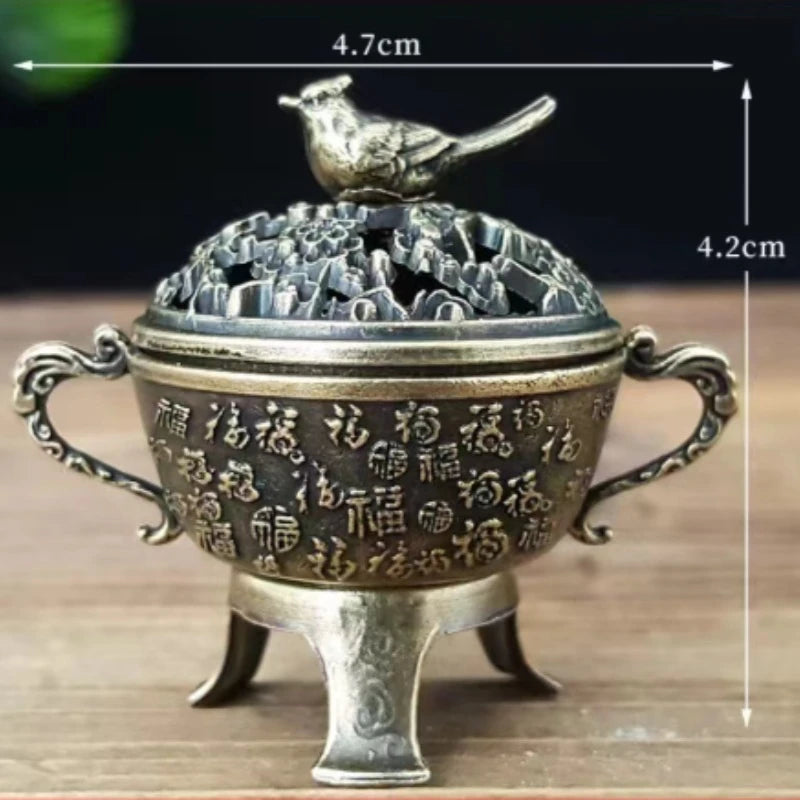 Magpie Lotus Incense Burner | Metal Incense Holder with Handle for Yoga Meditation additional angle