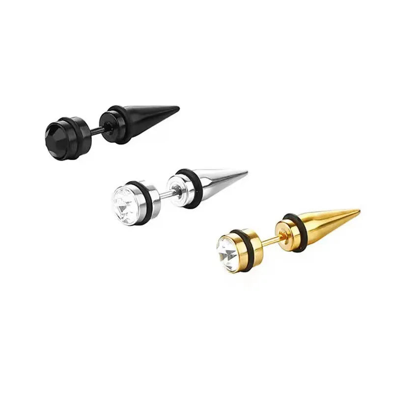 1Pair Surgical Steel Spike Earring Stud Men Spike Screw Back Stud Earrings Gothic Car alternate view
