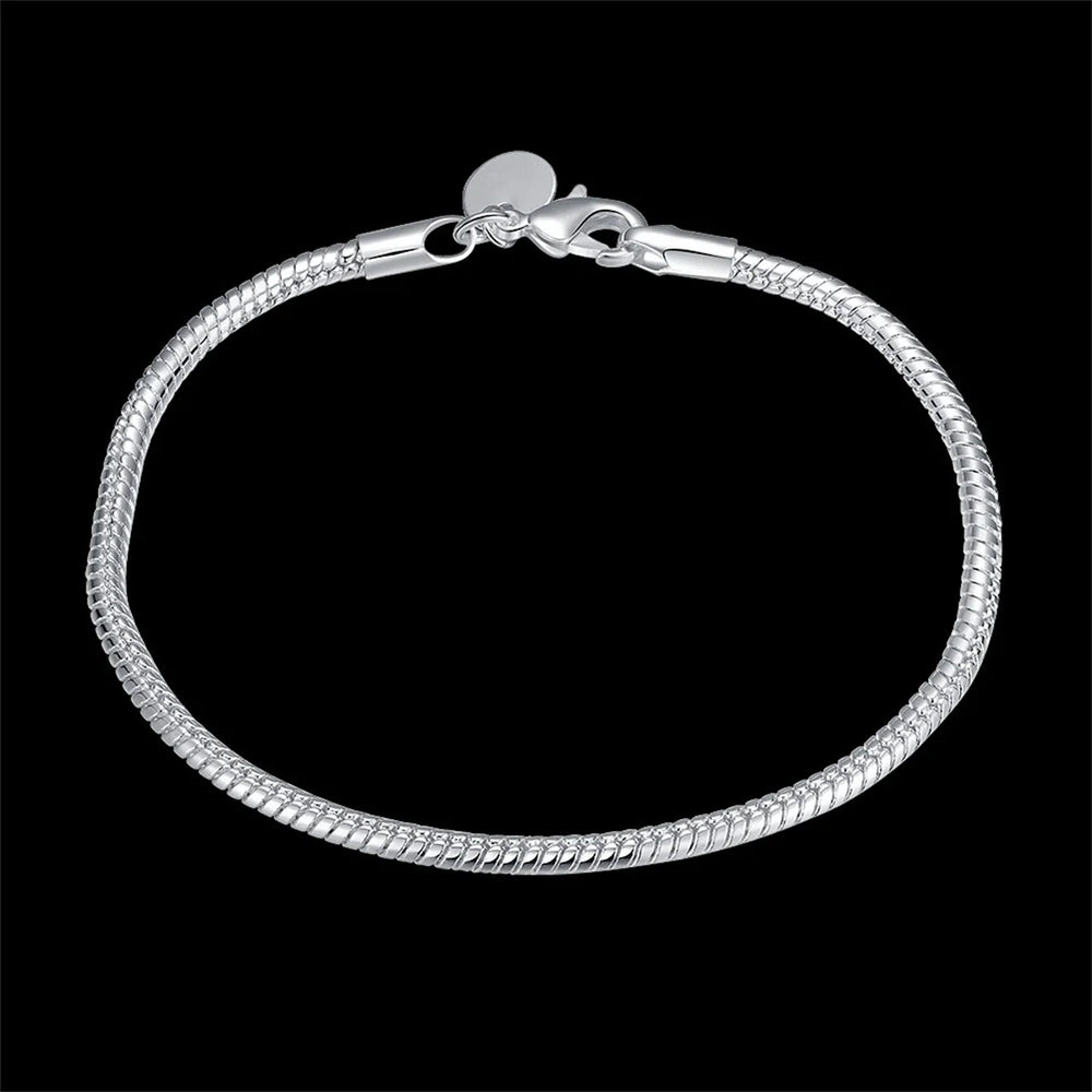 Sterling Silver Snake Chain Bracelet 3mm | DIY Jewelry Gift for Women lifestyle view