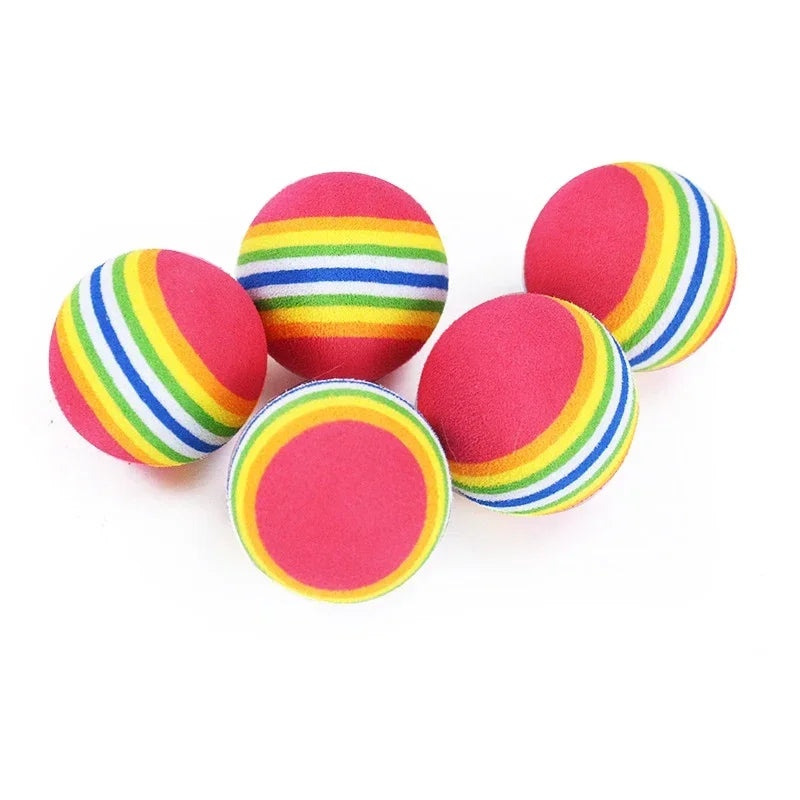 Interactive Cat Dog Play Chewing Rattle Scratch Ball Training Cat Rainbow Ball Toy Pet close-up view