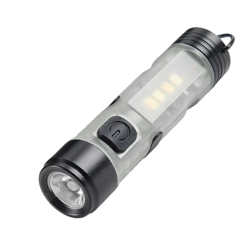 USB Rechargeable Mini Pocket LED Flashlight Torch Keychain Clip Light Long Endurance E close-up view