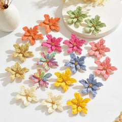 Boho Handmade Raffia Flower Earrings | Unique Summer Floral Drop Earrings for Women