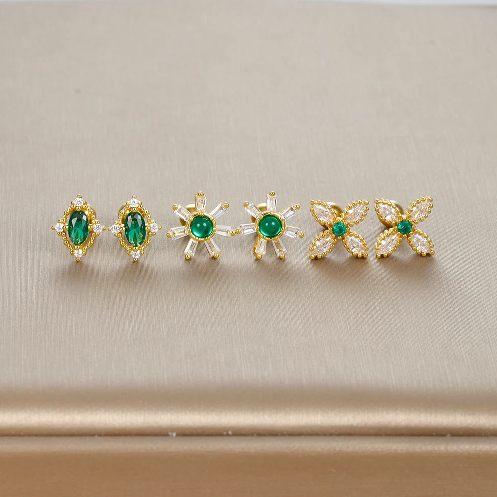 Butterfly Green Stud Earrings Women Stainless Steel detail view