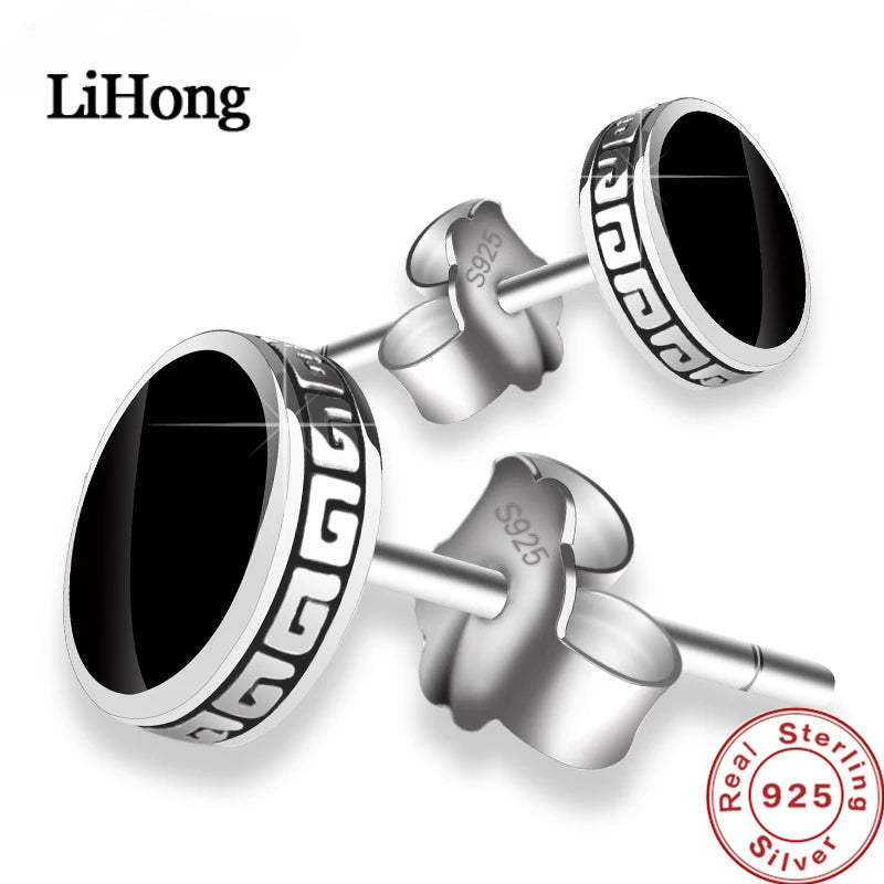 Lihong Personalized 925 Silver Earrings Men'S Single Earrings Street Punk Hip-Hop Jewelry