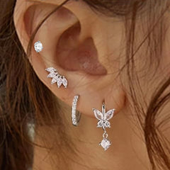 4Pcs Crystal Huggie Hoop Earring Set For Women Fashion Cartilage Piercing Earrings Hel close-up view