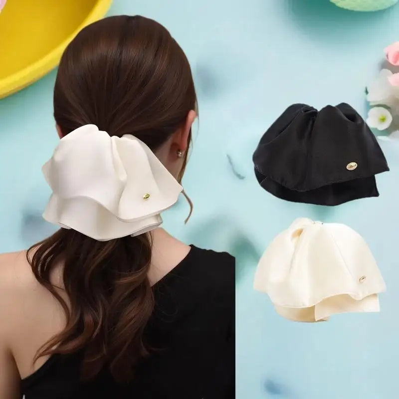 [E] Bow Hair Claw Clip Solid Color Black White Hair Shark Grab Clip Hair Style Tools Hair Accessories For Women Girl