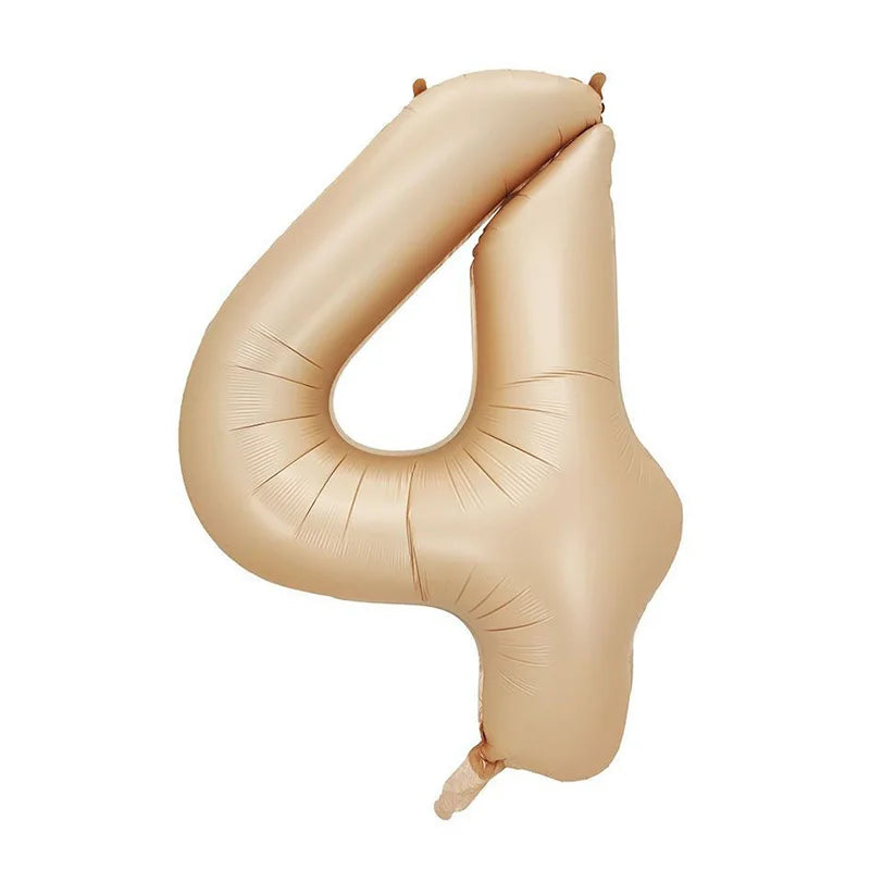 Cream Foil Number Balloons 1-9 Set | Large Digital Birthday Party Decor close-up view