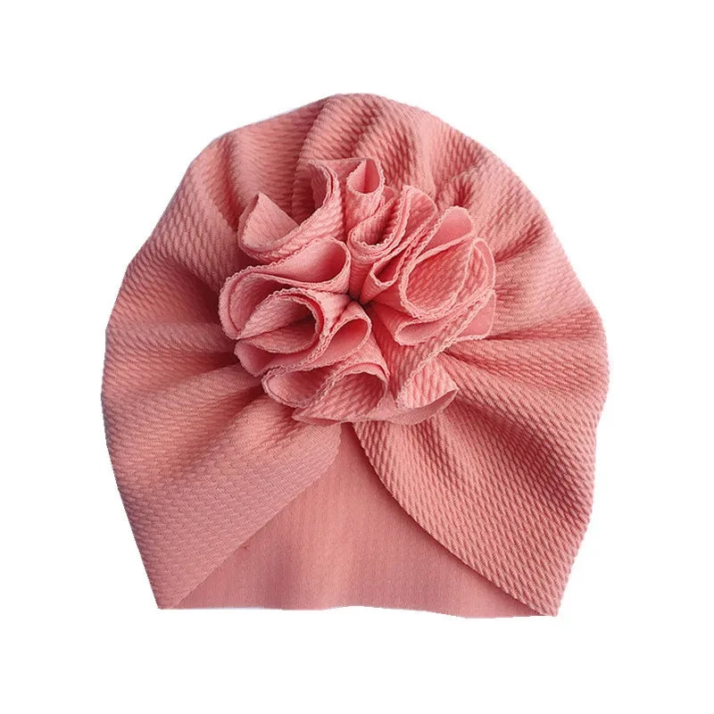 Baby Girl Turban Hat | Lovely Flower Soft Cap for Newborn Photography close-up view