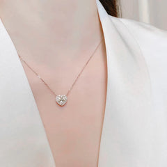Huitan Heart Women Pendant Necklace Romantic Wedding Party Simple Style Accessories In close-up view