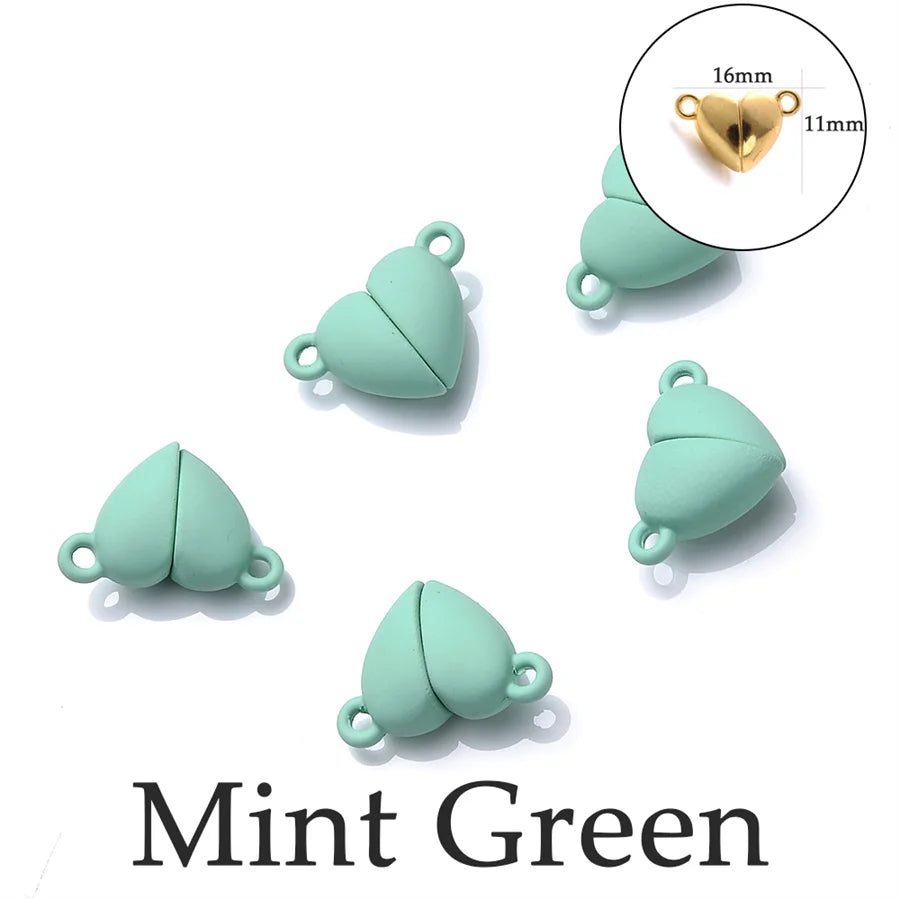 Heart Round Magnetic Clasps Set | DIY Jewelry Connector Charms close-up view