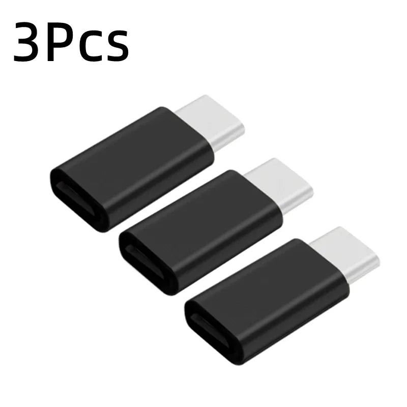 1/3Pcs Micro USB Female To Type C Male Adapter OTG Converter Micro-B To USB-C Connecto close-up view
