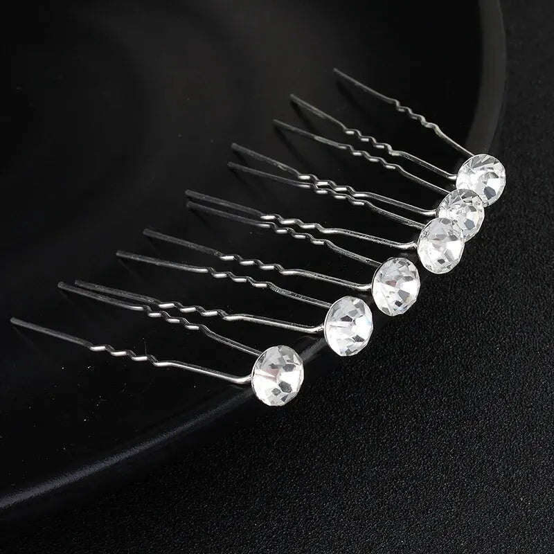 6PCS Popular Handmade Wedding Hair Pins Bridal Crystal Pearl Flower Hair Clip Bridal Hair Jewelry Accessories