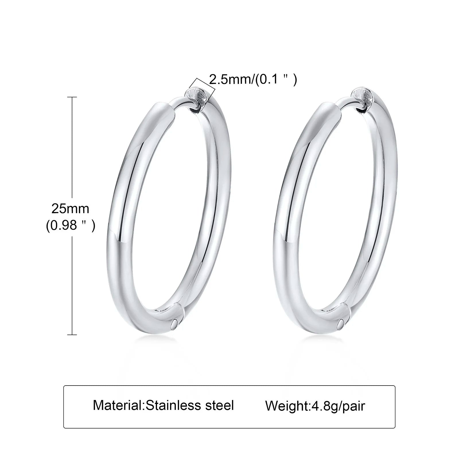 Classic Stainless Steel Hoop Earring for Men Boys | Anti Allergy Metal Huggies Earrin lifestyle view