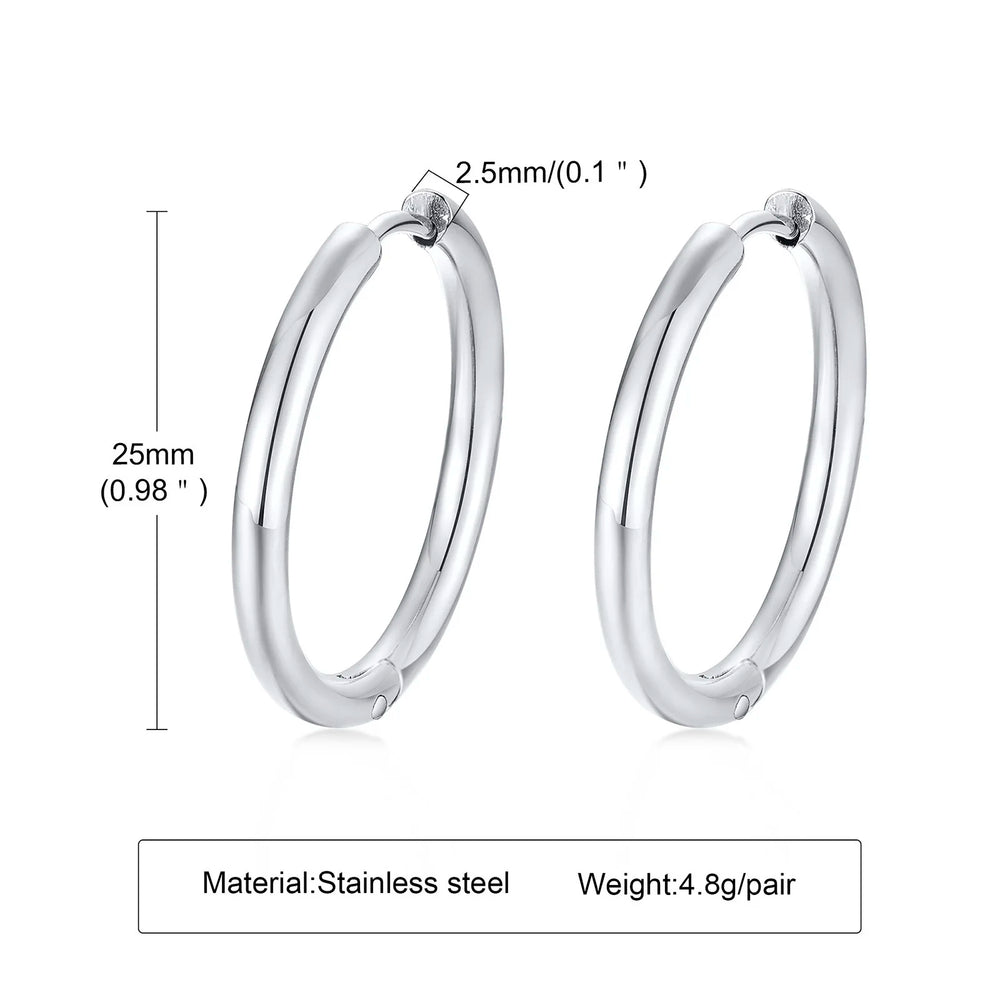Classic Stainless Steel Hoop Earring for Men Boys | Anti Allergy Metal Huggies Earrin lifestyle view