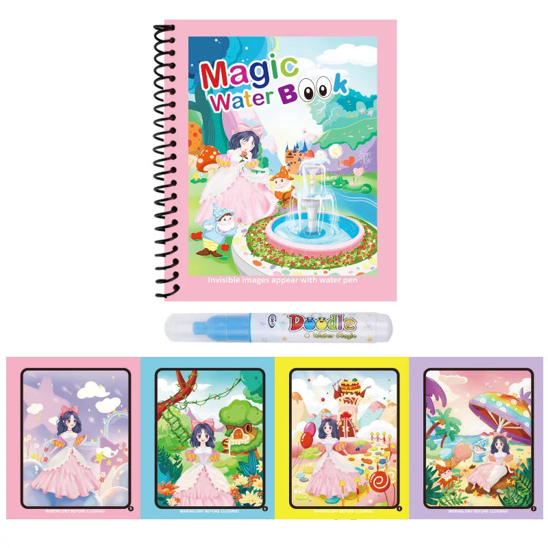 Children Animal Cartoon Painting Book Reusable Water Drawing Book With Pen for Kids T lifestyle view