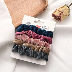 5/6pcs Simple Solid Color Elastics Hair Ties for Women Thick Hair Soft No hurt Hair P alternate view
