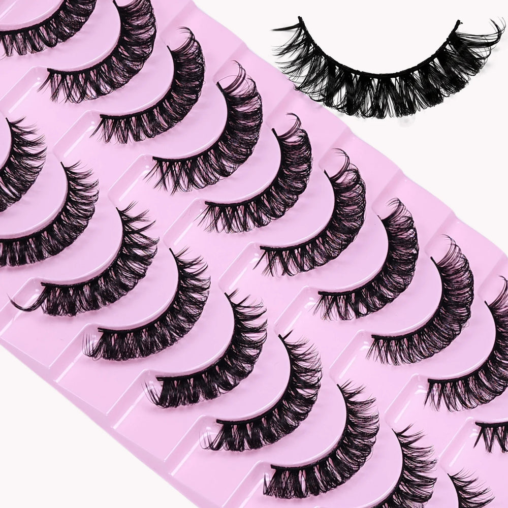 10 Pairs D Curl Russian Strip Lashes | Fluffy Volume False Eyelashes for a Dramatic C alternate view