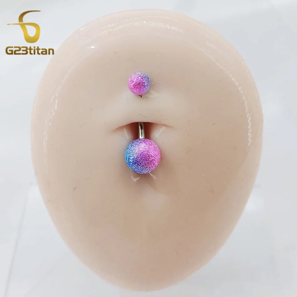 Fashion Titanium Steel Barbell Belly Button Rings 6-16mm Colorful Acrylic Ball Piercing detail view