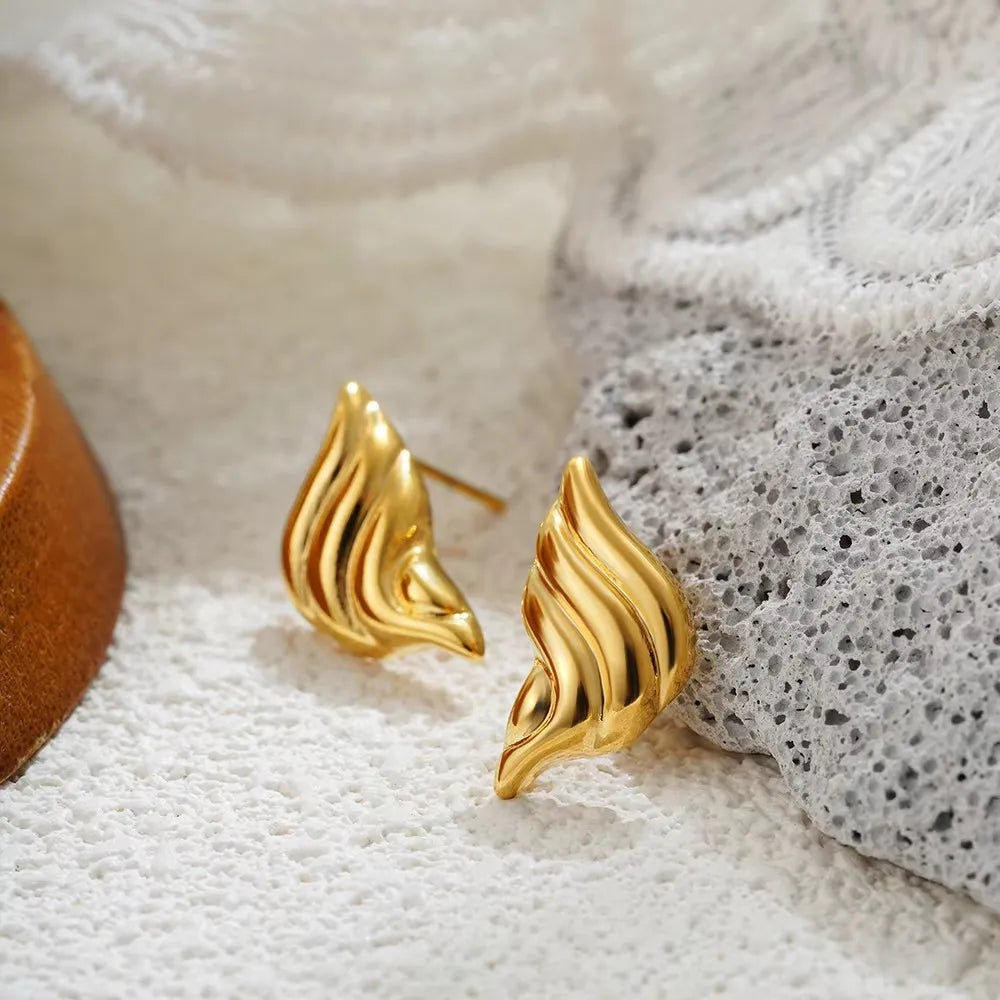 Vintage Gold Snail Shell Drop Earrings | CZ Zircon Beach Jewelry for Women detail view