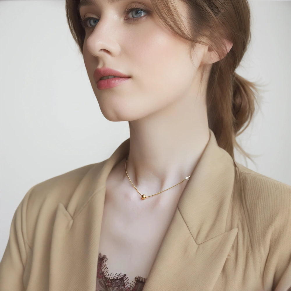 Minimalist Round Bead Necklace | Stainless Steel Handmade Chain for Women alternate view