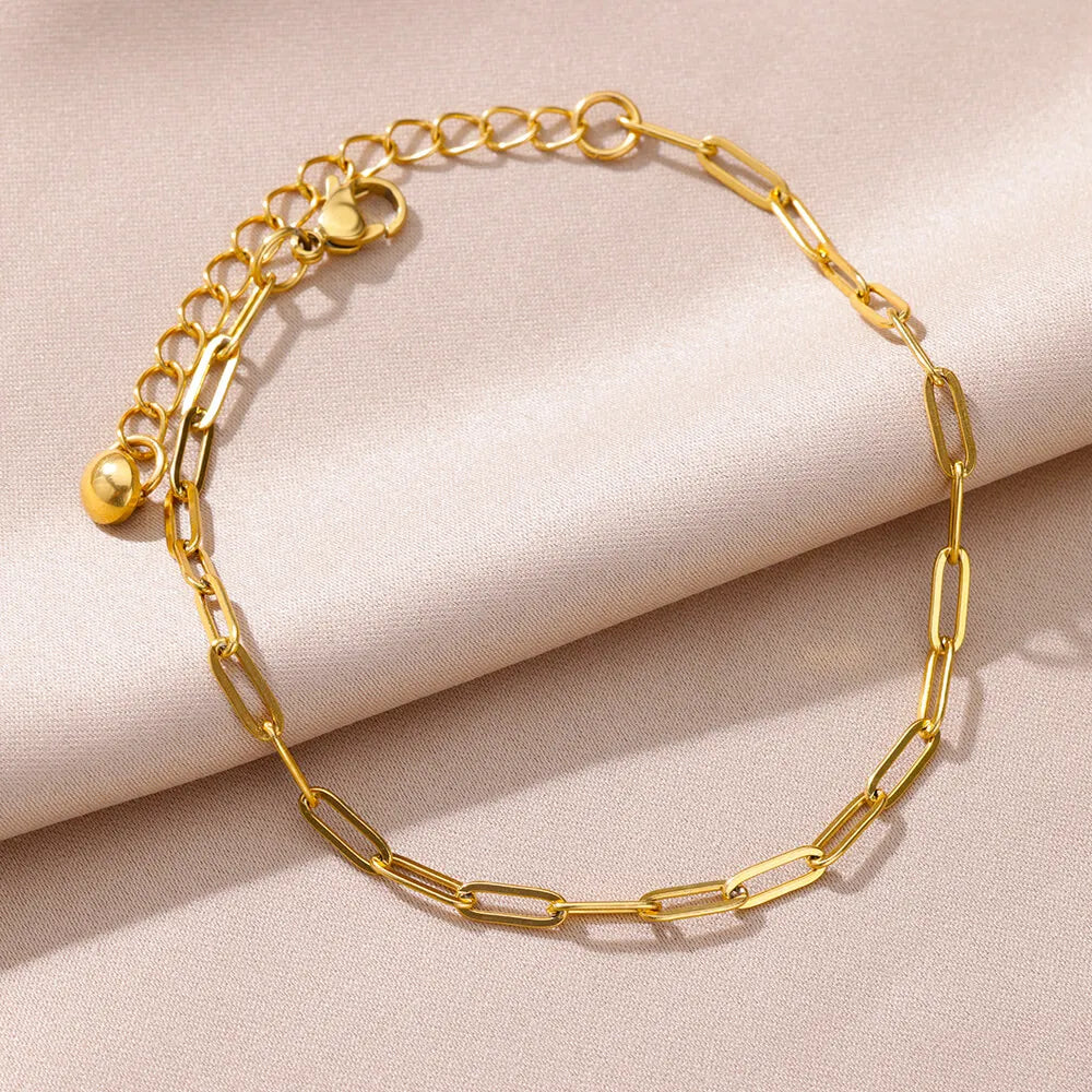 Anklets for Women Summer Beach Accessories Stainless Steel Imitation Pearl Chain Ankle close-up view