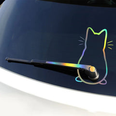 Fun Cat Car Interior Stickers for Window Rear Glass close-up view