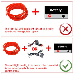 1M/2M/3M/5M Car Interior Led Decorative Lamp EL Wiring Neon Strip For Auto DIY Flexible detail view