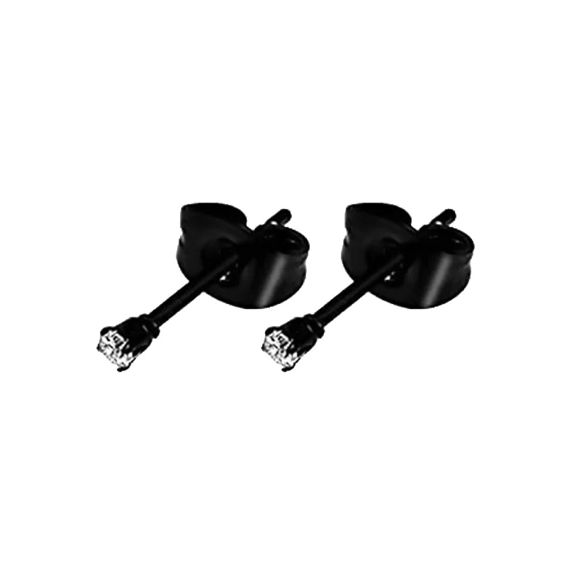 1 /11 Pairs Punk Stainless Steel Stud Earrings Black Earrings Set For Men Women Vinta alternate view