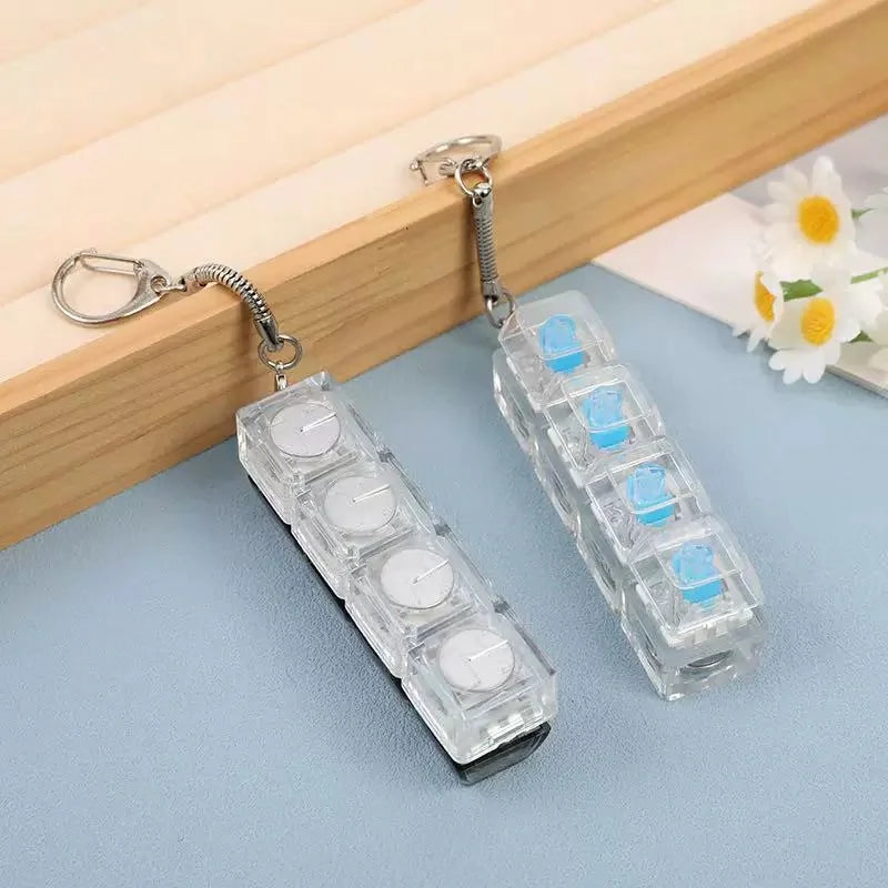 4-Key Silent LED Mechanical Keychain Fidget Toy - Transparent Switch Tester, Stress R alternate view