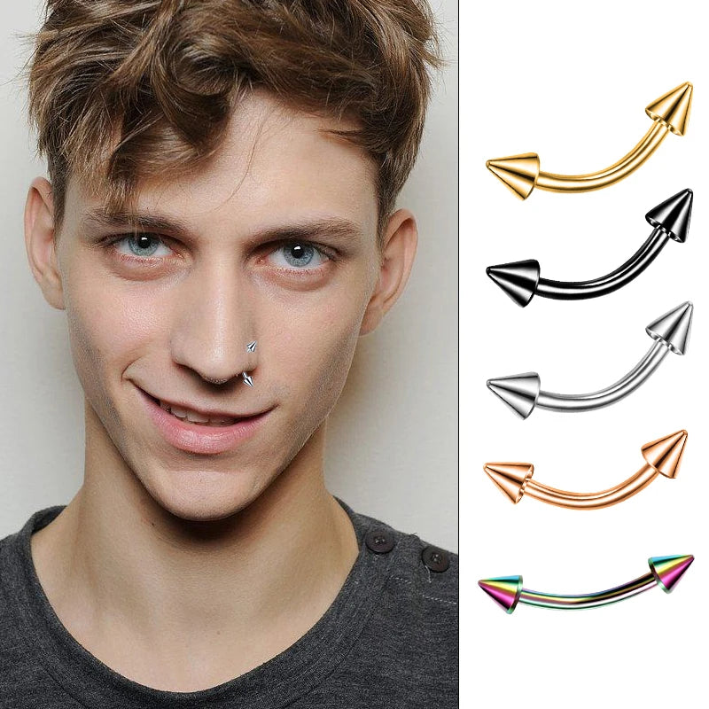 1/5Pcs Eyebrow Lip Piercing Banana Shape Lip Ring Stainless Steel Curved Barbell Stud alternate view
