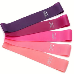 5 Pack Pink Resistance Bands | Elastic Fitness Loops for Leg and Butt Exercise close-up view