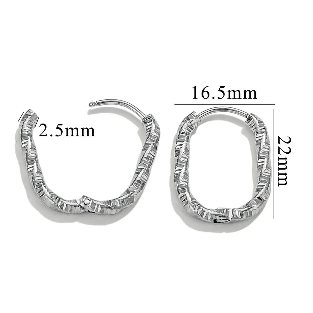 6pcs Stainless Steel Rectangular Textured Earrings | 18K Gold Plated DIY Jewelry Findi close-up view