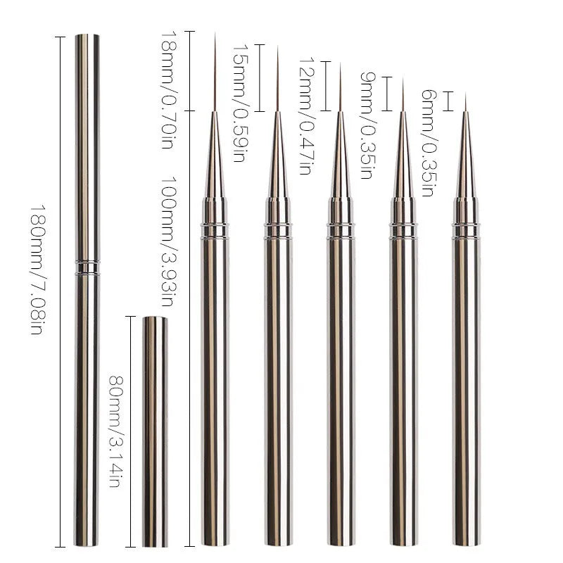 Nails Art Liner Brushes Striping Drawing Elongated Lines Painting 6/9/12/15/18mm Nail lifestyle view