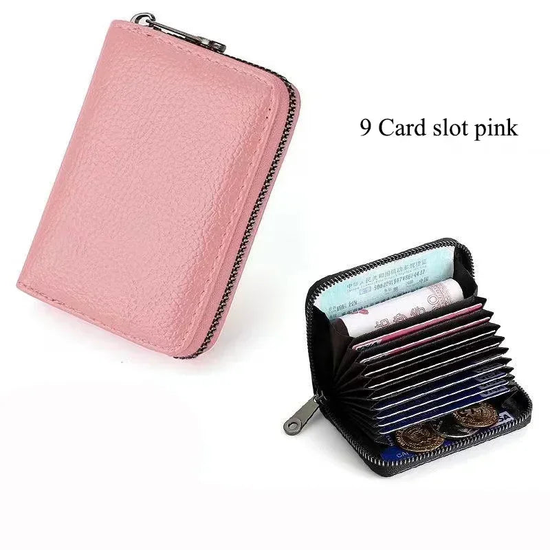 Business Card Holder Wallet | PU Leather Credit Card Case with Zipper Closure alternate view