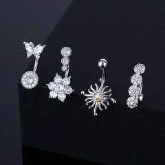 Crystal Belly Button Ring Animal Shape Belly Piercing Stainless Steel Navel Curved Ba alternate view