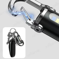 COB LED Flashlight Keychain | USB Rechargeable Waterproof Mini Flashlight detail view