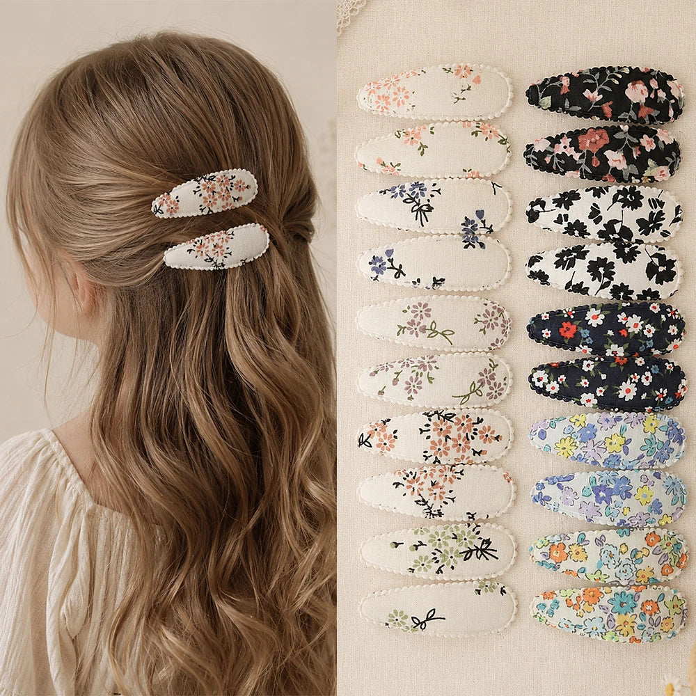 1 Set Printed Fabric Hair Clips Sweet Handmade BB Hair Clips Baby Girl Bangs Fixed Edge Clips Children's Hair Accessories Gifts