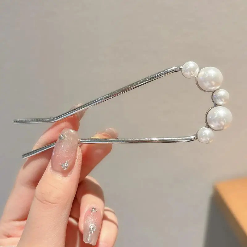 1Pcs Pearl Hair Fork Hair Clip Hairpins Metal U-Shaped Hair Sticks Combs Women Girl Hair Accessories Ornament Styling Tool〔CC55〕