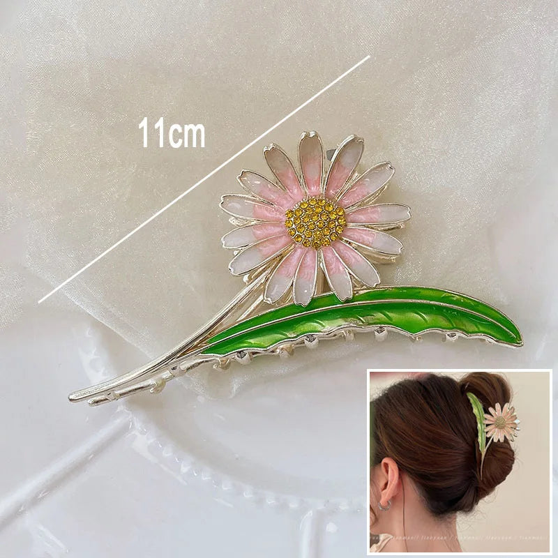 New Sweet Flower Durian Hair Claw Clip Ponytail Grab Hair Clips Shark Clip Woman Hairpin detail view