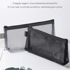 Clear Mesh Pencil Case Portable Stereoscopic Zipper Pouch Pen Box for Students detail view