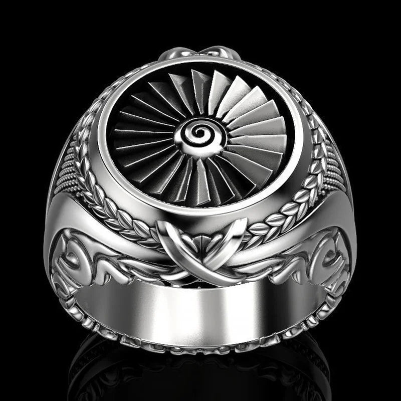 925 Sterling Silver Ring Punk Gear Men's 18K Gold Ring Party Wedding Glamour Jewelry G close-up view