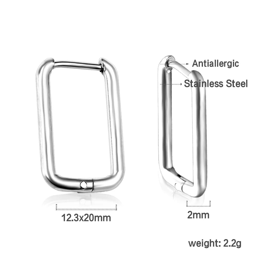 LUXUSTEEL U-Shaped and Geometric Hoop Earrings | Anti-Allergy Stainless Steel Earrings close-up view