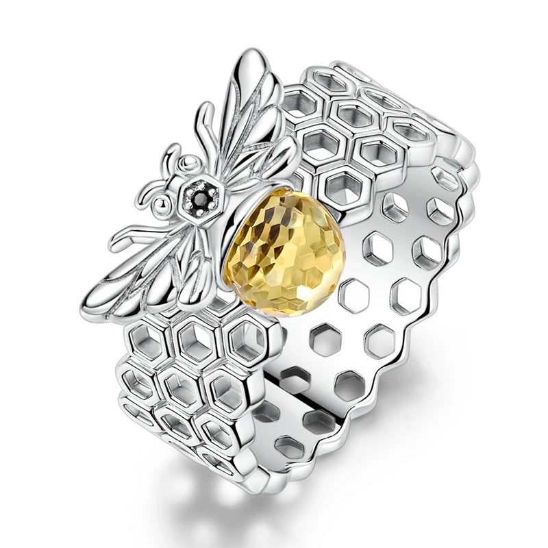 LAZA 925 Sterling Silver Colorful Rings Sparking Zirconium Bowknot Moon Sun Origina additional angle