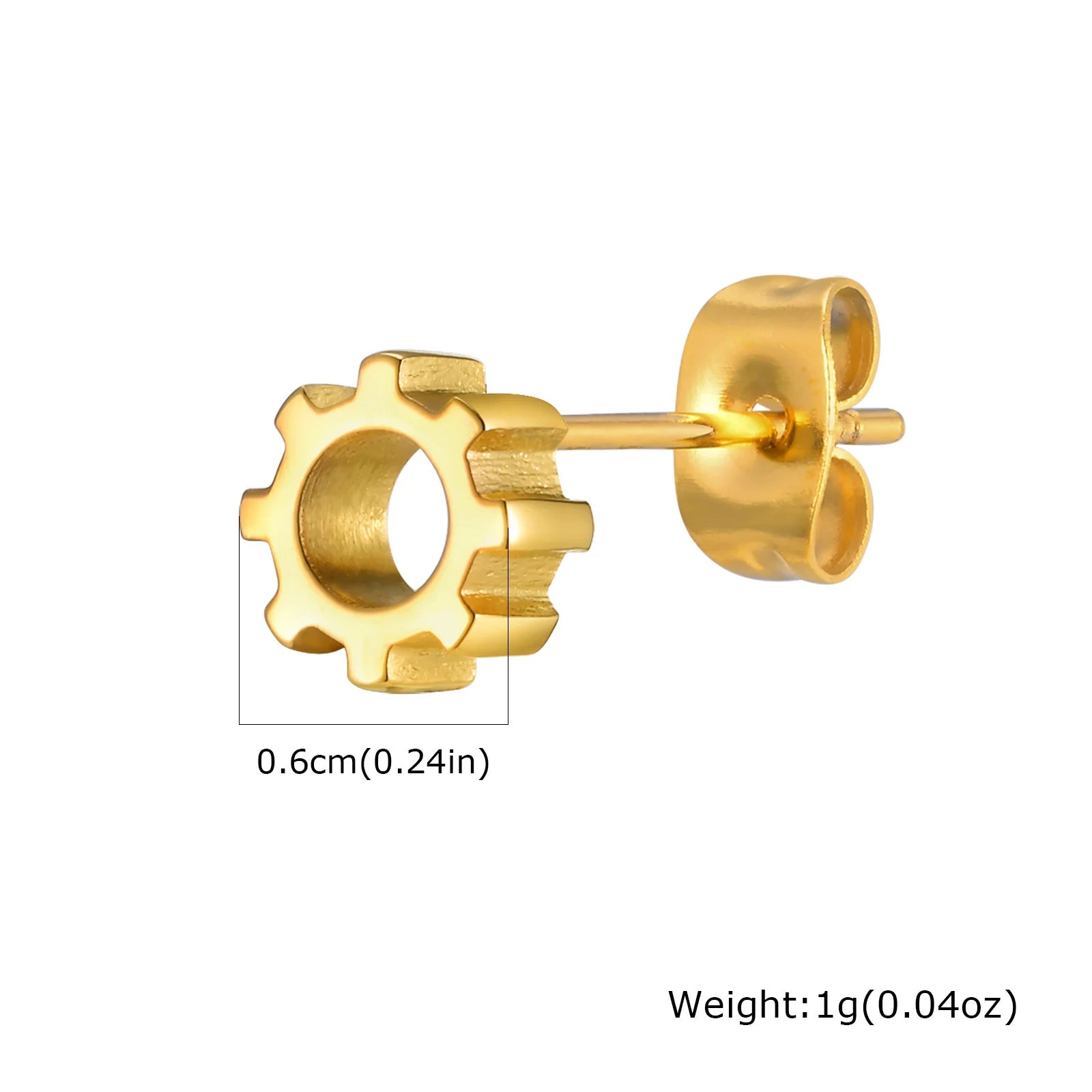 Gold Color Stud Earrings for Men Boys,Anti Allergy Stainless Steel Small Earrings,Hip alternate view