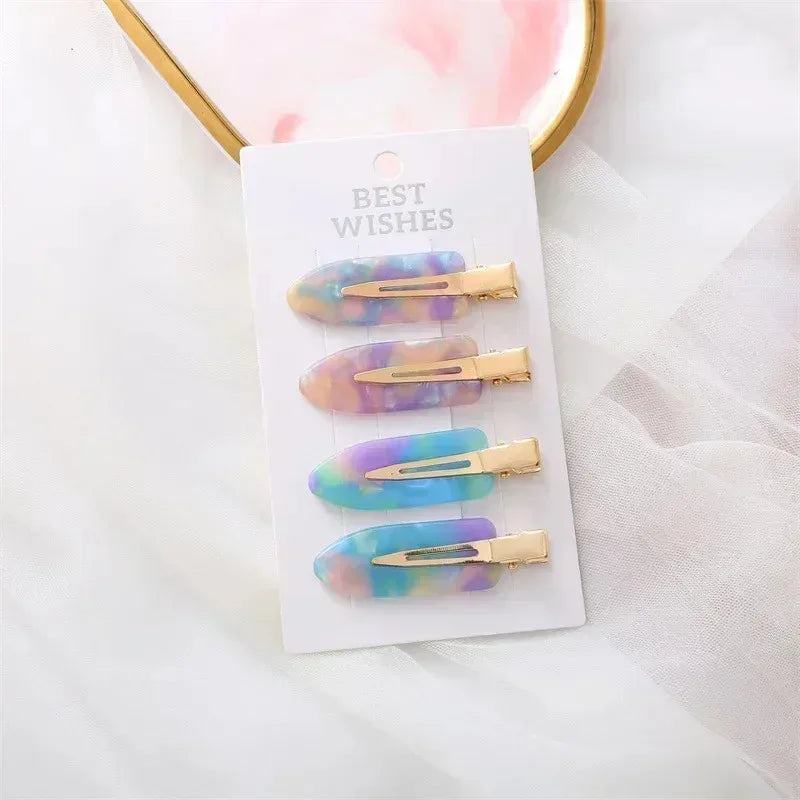 Women 2/3/4pcs Korean Fashion Gold White Pink Glitter Hair Pin Acetate Make Up Hair Cl close-up view