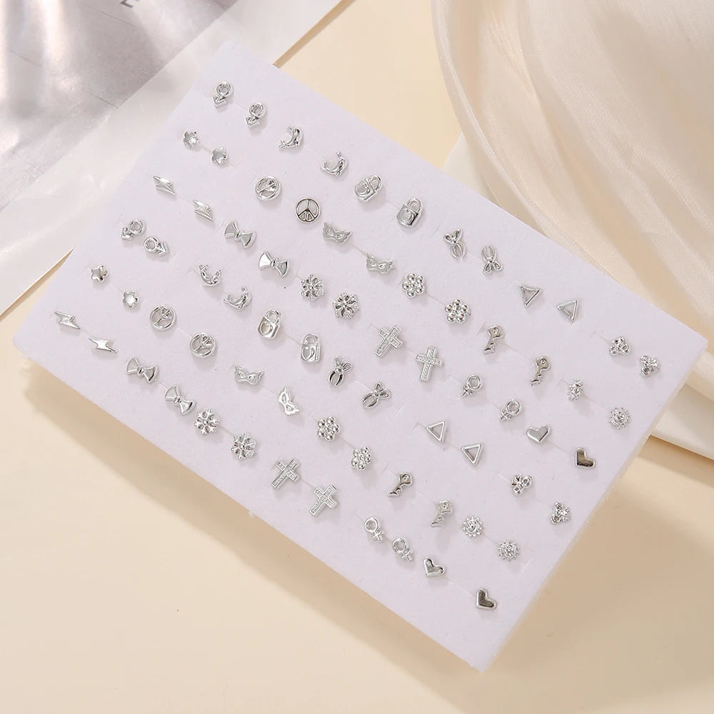 Fashion Geometric 36 Pairs/Lot Mixed Styles Small Stud Earrings For Women Lady Starfish detail view