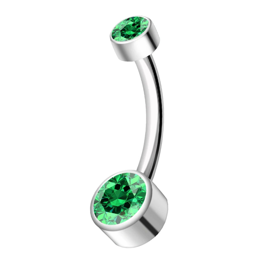 ASTM F136 Titanium Internally Threaded Navel Rings 10mm 12mm with round CZ Belly Butt lifestyle view