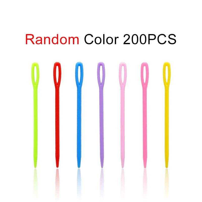 50/100/150/200PCS Colorful Plastic Sewing Needles 7cm Size Random Mixed Colors Large lifestyle view