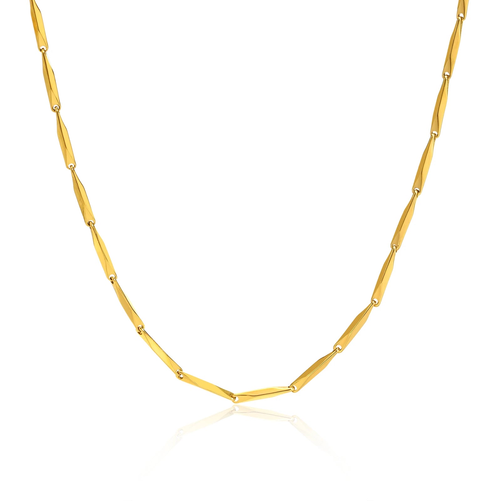 Fashion Jewelry New In Melon Seed Chain Necklace,Gold Color Stainless Steel Full Gloss S Shape Chain