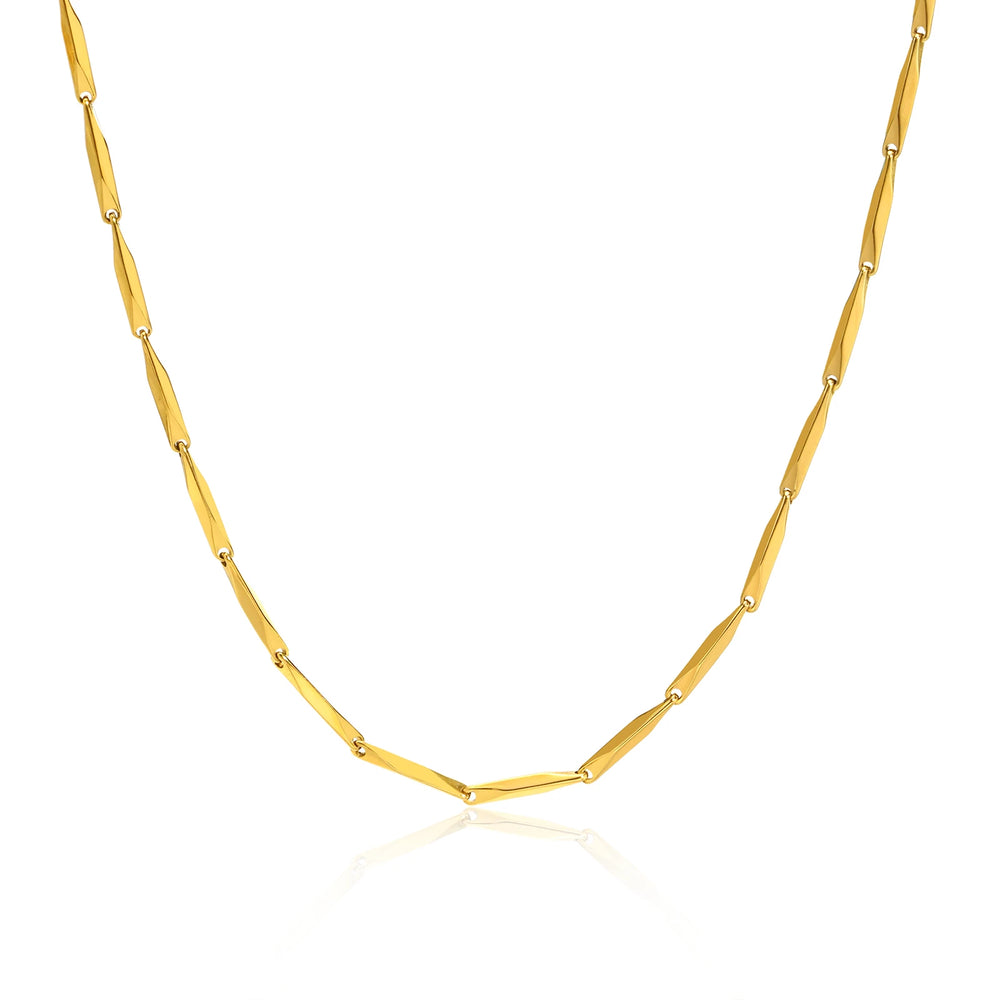 Fashion Jewelry New In Melon Seed Chain Necklace,Gold Color Stainless Steel Full Gloss S Shape Chain